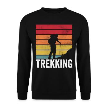 Trekking Wanderung Liebhaber Wanderer Wandern - Unisex Pullover - Schwarz - Vorne - Alina (178cm) & Michal (187cm)
