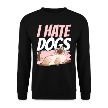 I Hate Dogs Lovers Cats Cat Pet - Unisex Sweatshirt - black - Front - Alina (178cm) & Michal (187cm)
