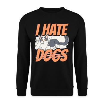 I hate dogs pet cats cat lover - Unisex Sweatshirt - black - Front - Alina (178cm) & Michal (187cm)