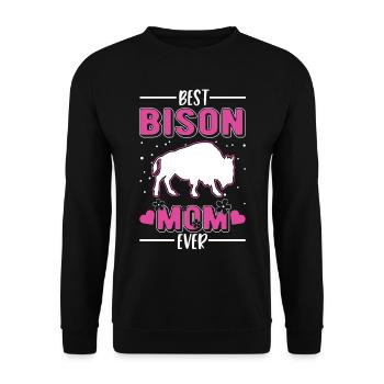 Best Bison Mom Ever Water Buffalo - Unisex Sweatshirt - black - Front - Alina (178cm) & Michal (187cm)