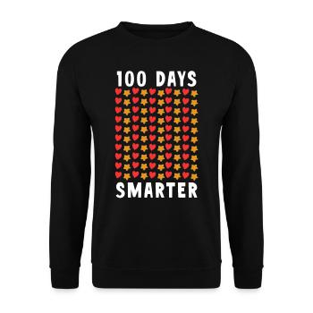 100 Tage Schlauer Lustig Sprüche Süß Team - Unisex Pullover - Schwarz - Vorne - Alina (178cm) & Michal (187cm)