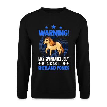 May spontaneously talk about Shetland Ponies - Unisex Pullover - Schwarz - Vorne - Alina (178cm) & Michal (187cm)