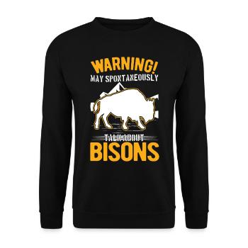 Warning Buffalo Bison Water Buffalo - Unisex Sweatshirt - black - Front - Alina (178cm) & Michal (187cm)