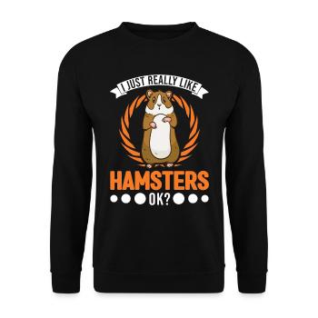 J’aime vraiment Hamsters Golden Hamster - Sweat-shirt Unisexe - noir - Devant - Alina (178cm) & Michal (187cm)