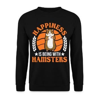 Hamster Glück Hamsterrad Goldhamster - Unisex Pullover - Schwarz - Vorne - Alina (178cm) & Michal (187cm)