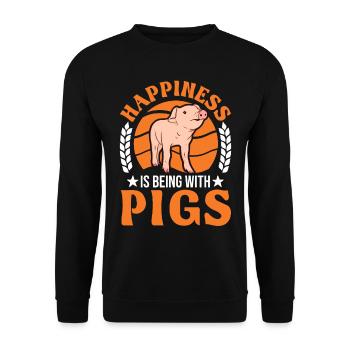 PigsHappiness is being with Pigs - Unisex Sweatshirt - black - Front - Alina (178cm) & Michal (187cm)