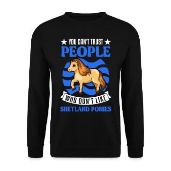 Shetland Pony Geschenk Shetty - Unisex Pullover - Schwarz - Vorne - Alina (178cm) & Michal (187cm)
