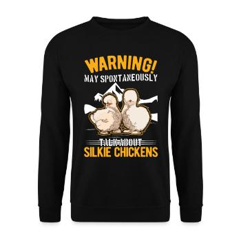 Warning Silkie Chicken Silkie Chicken - Unisex Sweatshirt - black - Front - Alina (178cm) & Michal (187cm)