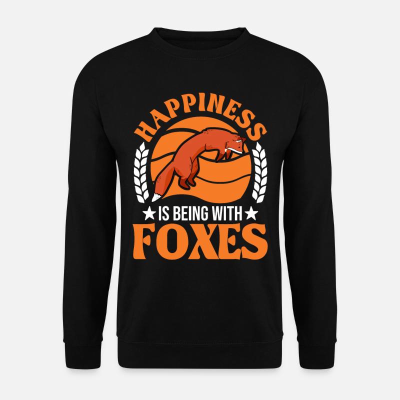 Happiness is being with Foxes Fuchs - Unisex Pullover - Schwarz