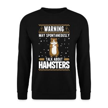Warnung Hamster Hamsterrad Goldhamster - Unisex Pullover - Schwarz - Vorne - Alina (178cm) & Michal (187cm)