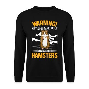 Warnung Hamster Hamsterrad Goldhamster - Unisex Pullover - Schwarz - Vorne - Alina (178cm) & Michal (187cm)