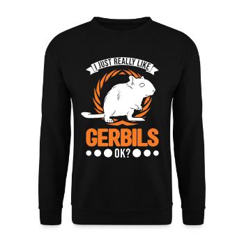 J’aime beaucoup Gerbils Rennratte Rennmaus - Sweat-shirt Unisexe - noir - Devant - Alina (178cm) & Michal (187cm)