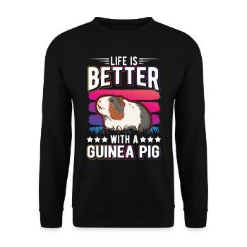 La vie est meilleure avec un cochon d’Inde Meerschweinchen - Sweat-shirt Unisexe - noir - Devant - Alina (178cm) & Michal (187cm)