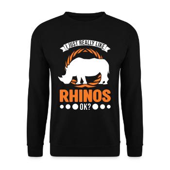 I just really like Rhinos Rhinozeros Nashorn - Unisex Pullover - Schwarz - Vorne - Alina (178cm) & Michal (187cm)