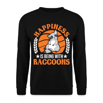 Raccoon Lucky Raccoon - Unisex Sweatshirt - black - Front - Alina (178cm) & Michal (187cm)