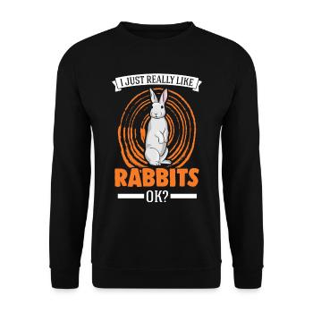 I just really like Rabbits Hase Kaninchen - Unisex Sweatshirt - black - Front - Alina (178cm) & Michal (187cm)