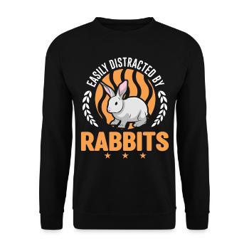 Facilement distrait par Rabbits Rabbit Rabbit - Sweat-shirt Unisexe - noir - Devant - Alina (178cm) & Michal (187cm)