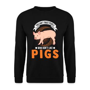 Cadeau cochon Fermier Cochons - Sweat-shirt Unisexe - noir - Devant - Alina (178cm) & Michal (187cm)