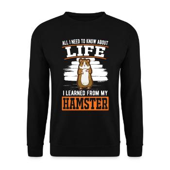 Hamster Gift Hamster Wheel Golden Hamster - Unisex Sweatshirt - black - Front - Alina (178cm) & Michal (187cm)
