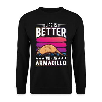 Life is better with an Armadillo Gürteltier - Unisex Sweatshirt - black - Front - Alina (178cm) & Michal (187cm)