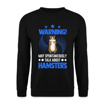 Warnung Hamster Hamsterrad Goldhamster - Unisex Pullover - Schwarz - Vorne - Alina (178cm) & Michal (187cm)