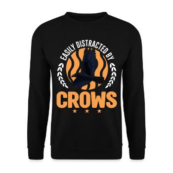 Easily distracted by Crows Krähe Rabe Rabenkrähe - Unisex Pullover - Schwarz - Vorne - Alina (178cm) & Michal (187cm)