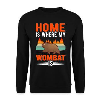 Home is where my Wombat is - Unisex Pullover - Schwarz - Vorne - Alina (178cm) & Michal (187cm)