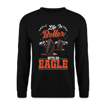 Life is better with an Eagle Golden Eagle Eagle - Unisex Sweatshirt - black - Front - Alina (178cm) & Michal (187cm)