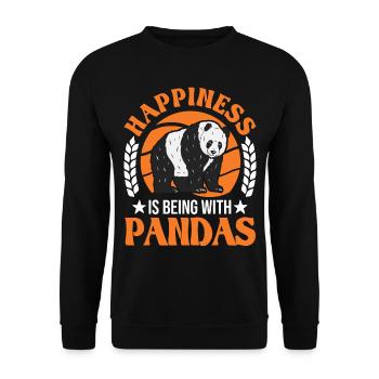 Panda Lucky Panda Bear - Unisex Sweatshirt - black - Front - Alina (178cm) & Michal (187cm)