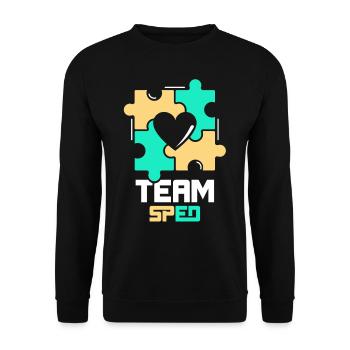 Team Sonderpädagogik Lehrer Sonderpädagoge Beruf - Unisex Pullover - Schwarz - Vorne - Alina (178cm) & Michal (187cm)