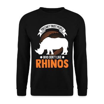 Rhinocéros Cadeau Rhinocéros - Sweat-shirt Unisexe - noir - Devant - Alina (178cm) & Michal (187cm)