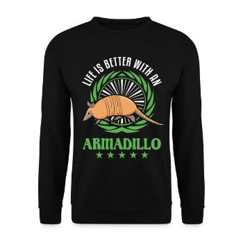 Life is better with an Armadillo Gürteltier - Unisex Sweatshirt - black - Front - Alina (178cm) & Michal (187cm)