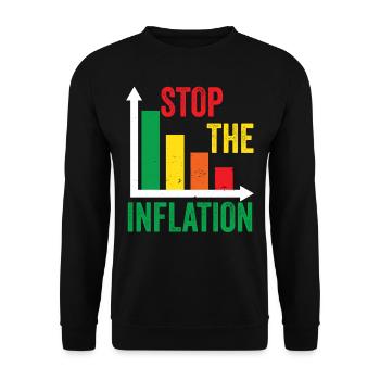 Die Inflation Stoppen Gelddrucken Stagflation - Unisex Pullover - Schwarz - Vorne - Alina (178cm) & Michal (187cm)