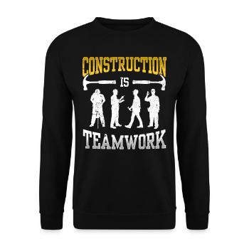 Bauarbeit Ist Teamarbeit Teamwork Bau Baustelle - Unisex Pullover - Schwarz - Vorne - Alina (178cm) & Michal (187cm)