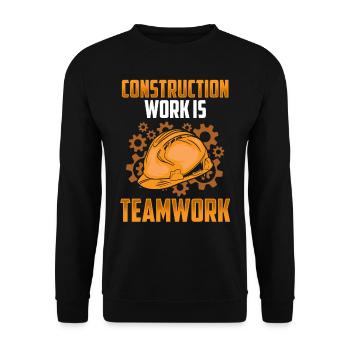 Bauarbeit Ist Teamarbeit Bau Teamwork Baustelle - Unisex Pullover - Schwarz - Vorne - Alina (178cm) & Michal (187cm)