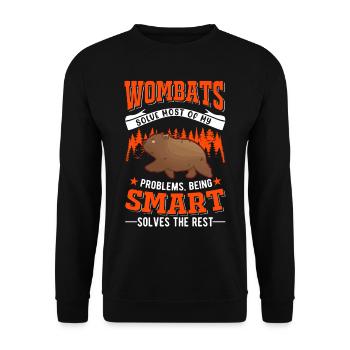 Australischer Wombat Geschenk - Unisex Pullover - Schwarz - Vorne - Alina (178cm) & Michal (187cm)