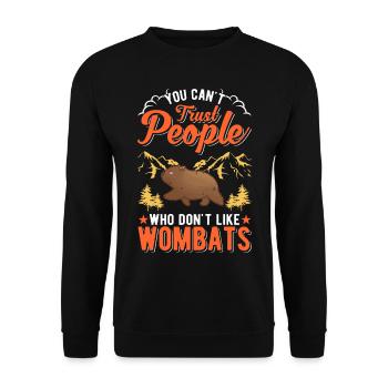 Australischer Wombat - Unisex Pullover - Schwarz - Vorne - Alina (178cm) & Michal (187cm)