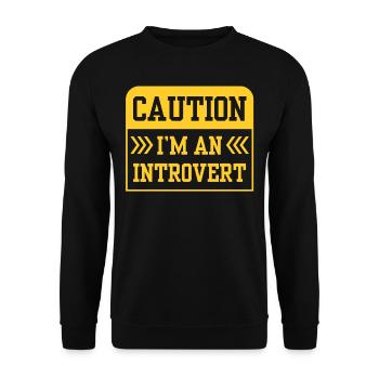 Caution I Am An Introvert Shy - Unisex Sweatshirt - black - Front - Alina (178cm) & Michal (187cm)
