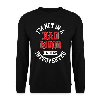Not in a bad mood I'm just an introvert - Unisex Sweatshirt - black - Front - Alina (178cm) & Michal (187cm)
