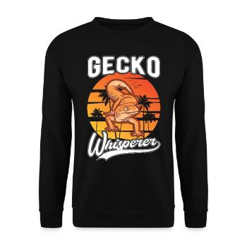 Gecko Flüsterer Gecko Whisperer Leopardgecko - Unisex Pullover - Schwarz - Vorne - Alina (178cm) & Michal (187cm)