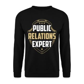 Public Relations Experte Job PR Beruf - Unisex Pullover - Schwarz - Vorne - Alina (178cm) & Michal (187cm)