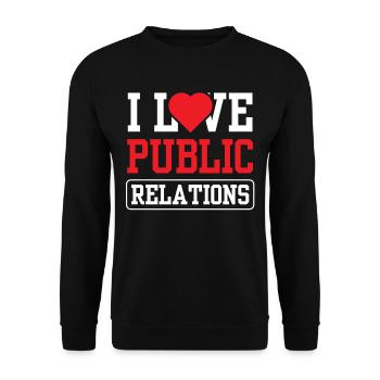 Ich Liebe Public Relations Job Beruf PR - Unisex Pullover - Schwarz - Vorne - Alina (178cm) & Michal (187cm)