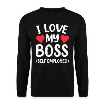 Ich Liebe Meinen Chef (Selbstständig) Freelancer - Unisex Pullover - Schwarz - Vorne - Alina (178cm) & Michal (187cm)