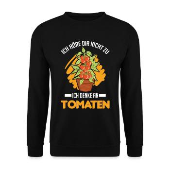 Tomaten Geschenk Tomatenzüchter Paradeiser - Unisex Pullover - Schwarz - Vorne - Alina (178cm) & Michal (187cm)