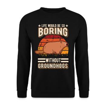 Murmeltier Groundhog Marmot Waldmurmeltier - Unisex Sweatshirt - black - Front - Alina (178cm) & Michal (187cm)