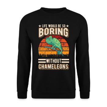 Chameleon Gift Chameleon - Unisex Sweatshirt - black - Front - Alina (178cm) & Michal (187cm)
