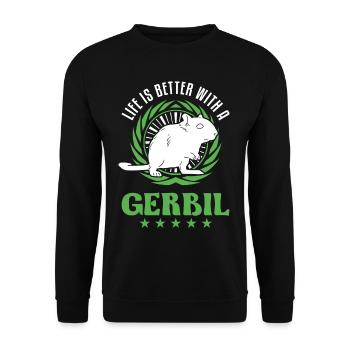 La vie est meilleure avec une gerbille de rat de course Gerbil - Sweat-shirt Unisexe - noir - Devant - Alina (178cm) & Michal (187cm)