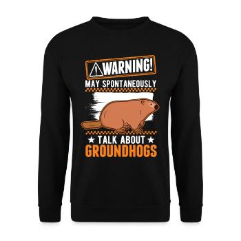 Warnung Murmeltier Groundhog Day Woodchuck - Unisex Pullover - Schwarz - Vorne - Alina (178cm) & Michal (187cm)