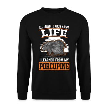 Porc-épic Cadeau Porc-épic - Sweat-shirt Unisexe - noir - Devant - Alina (178cm) & Michal (187cm)