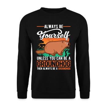 Murmeltier Groundhog Marmot Waldmurmeltier - Unisex Pullover - Schwarz - Vorne - Alina (178cm) & Michal (187cm)